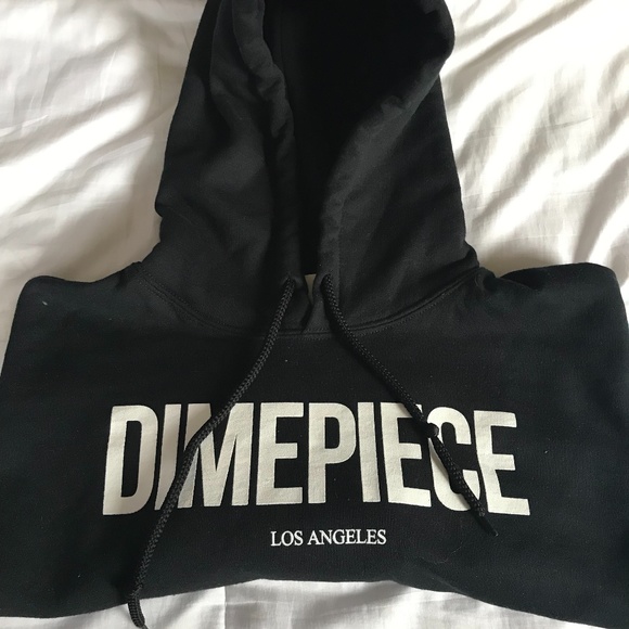 Dime Piece LA Cropped Black Hooded Sweatshirt - Picture 3 of 3
